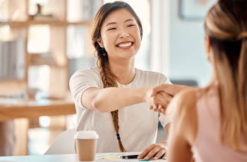 Woman shaking hands